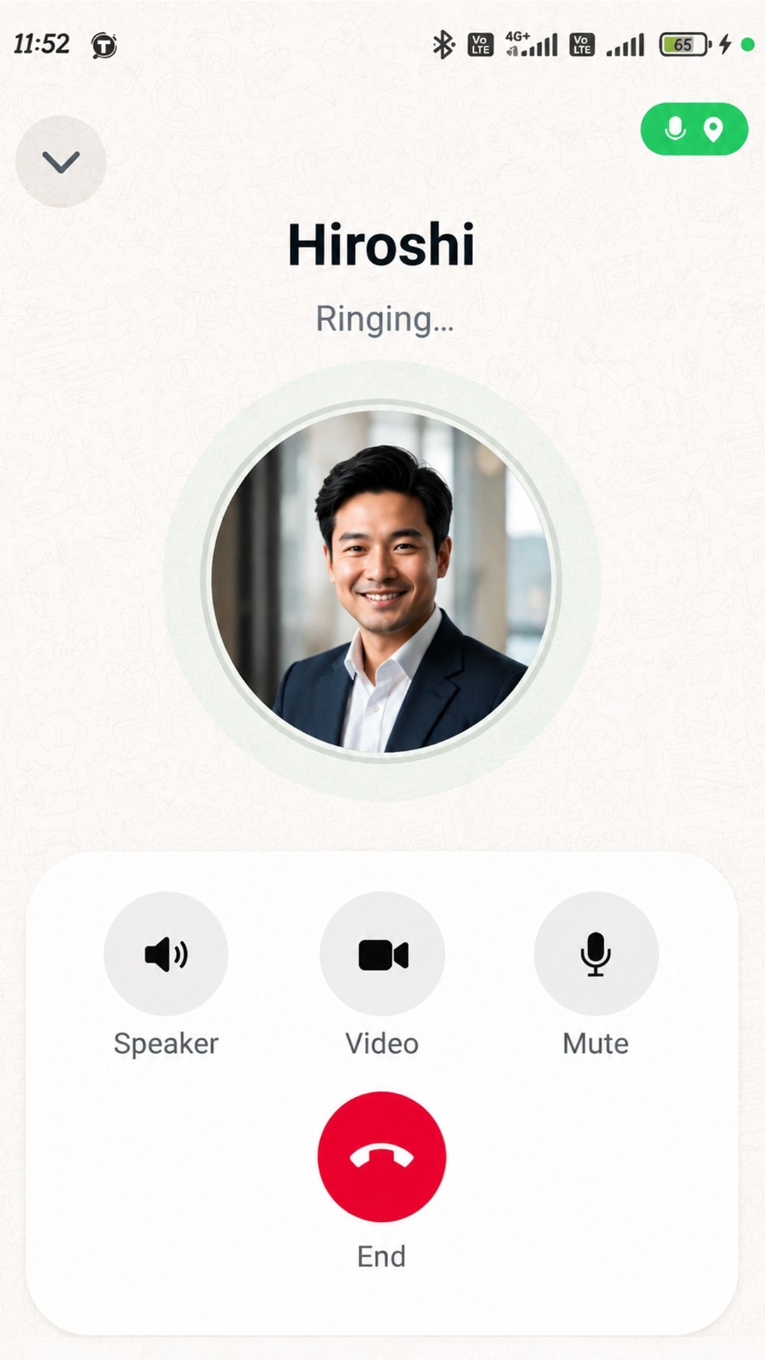 TalksTry mobile phone interface showing an incoming video call screen with contact details.
