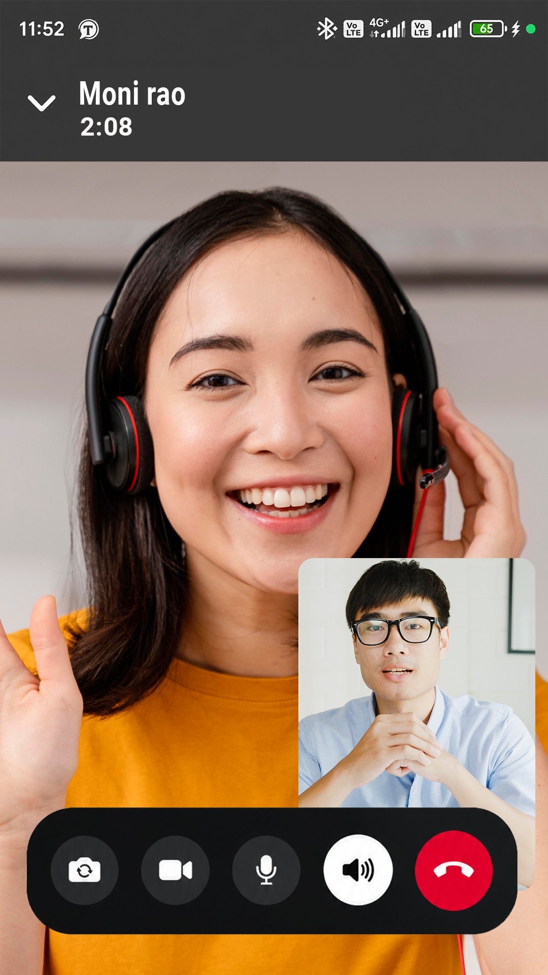 TalksTry video call in progress with a picture-in-picture view