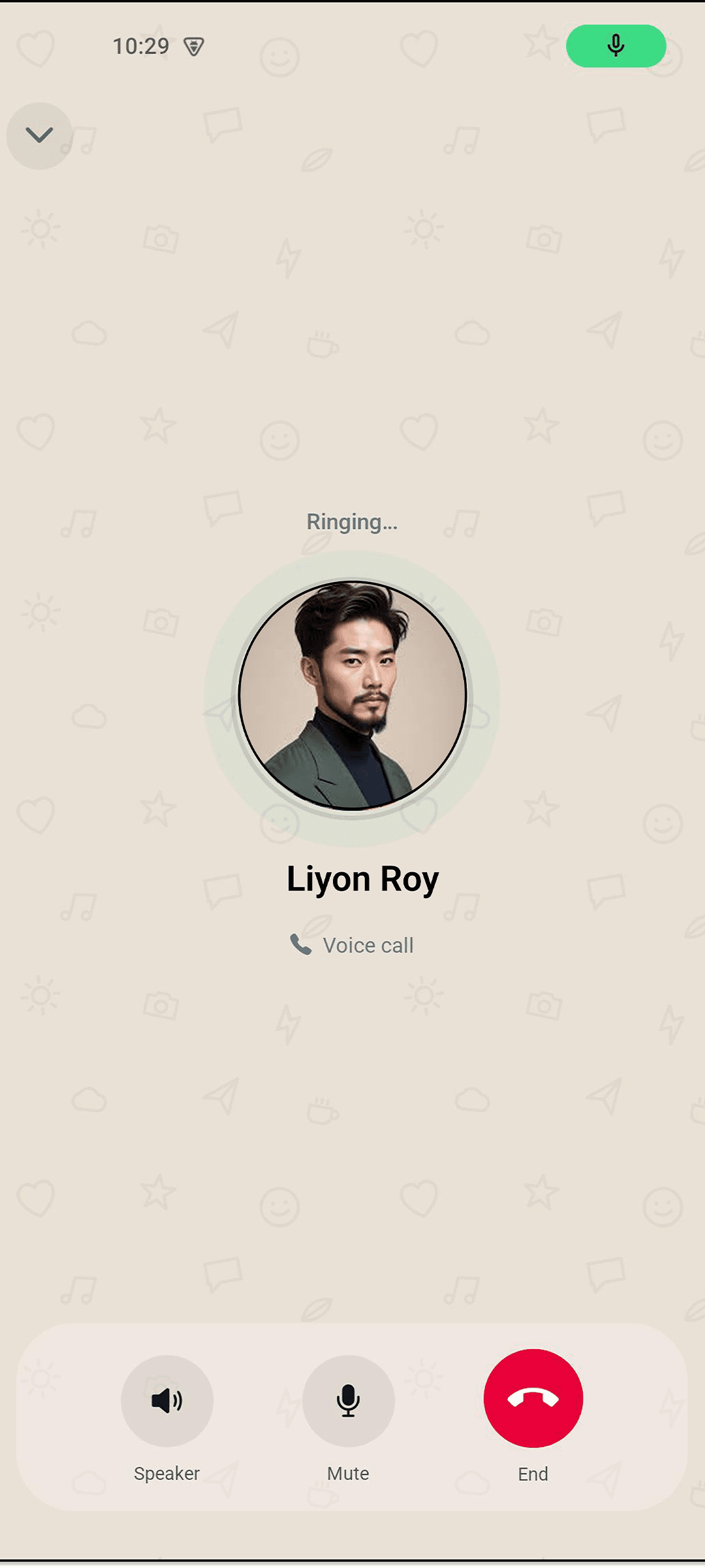 TalksTry one-to-one voice call screen showing an active call