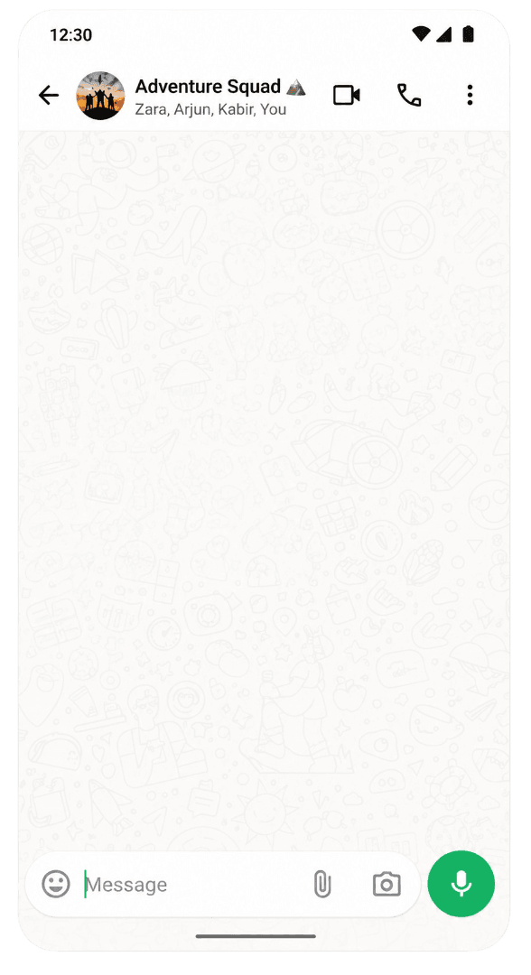 TalksTry group chat open on a mobile phone