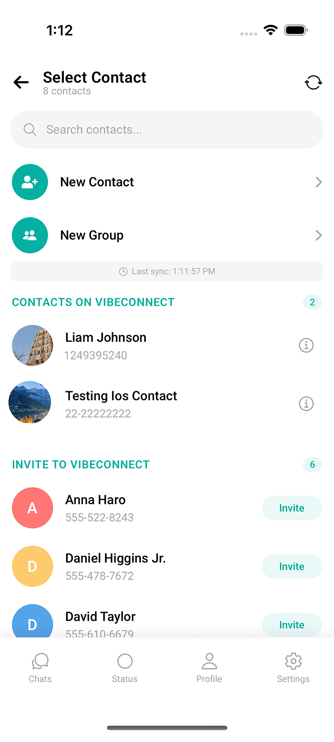 TalksTry new group and contact selection screen